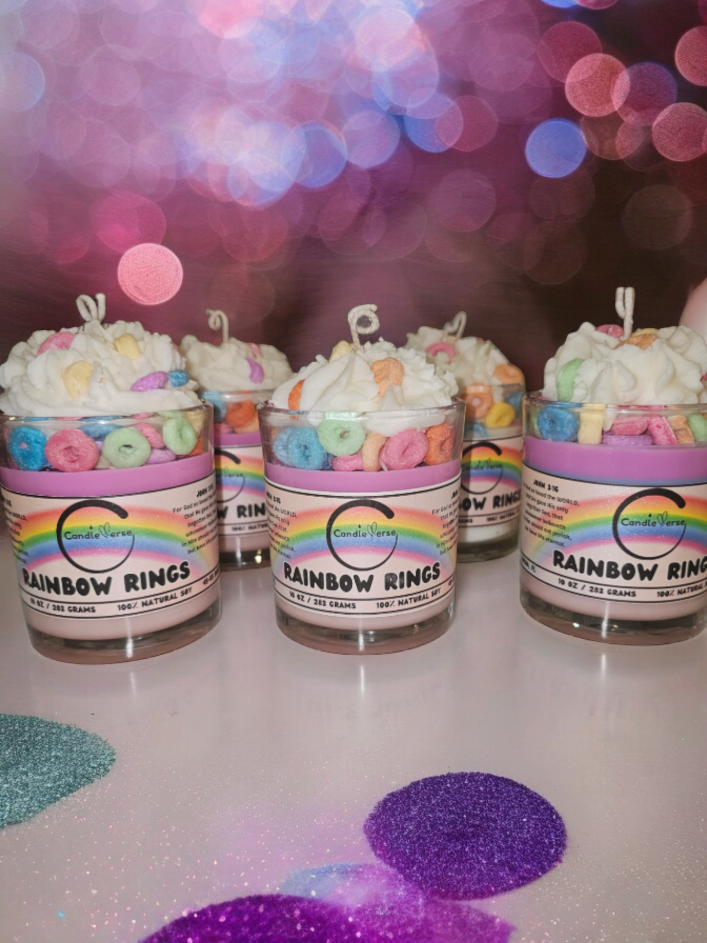 RAINBOW RINGS CANDLE 10 Oz