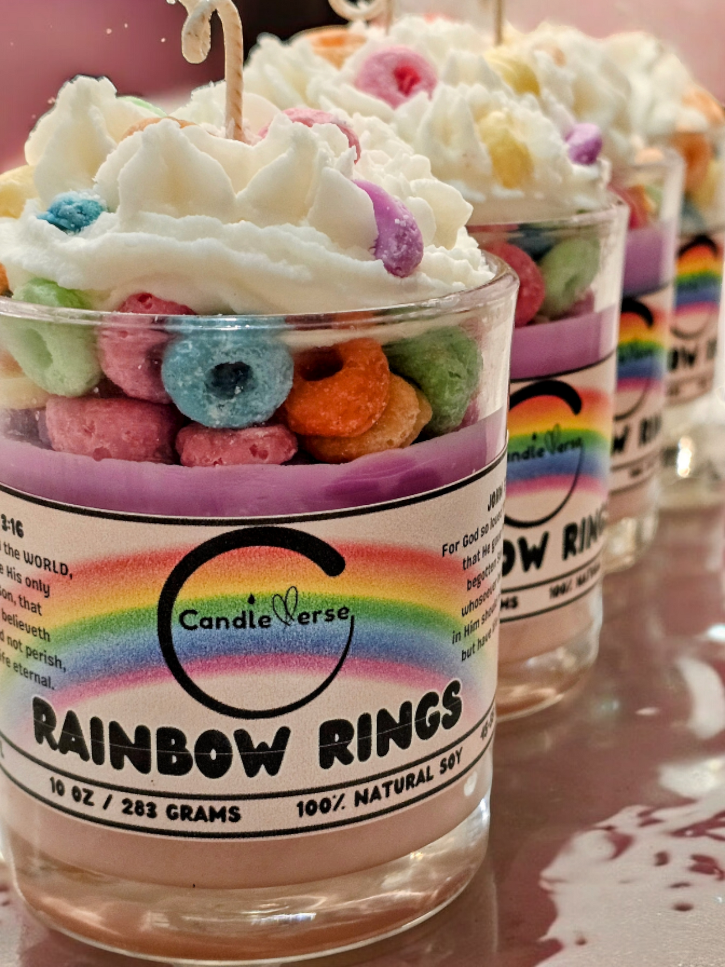 RAINBOW RINGS CANDLE 10 Oz