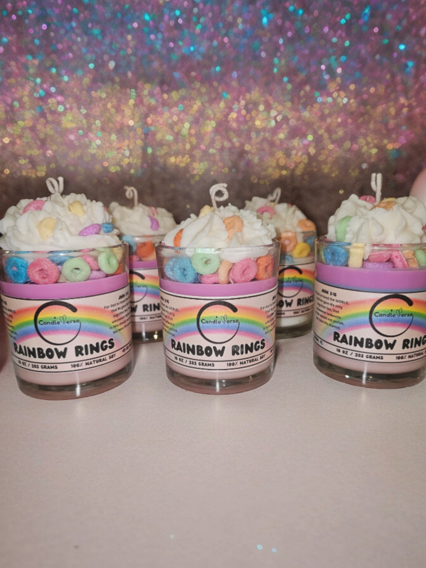 RAINBOW RINGS CANDLE 10 Oz